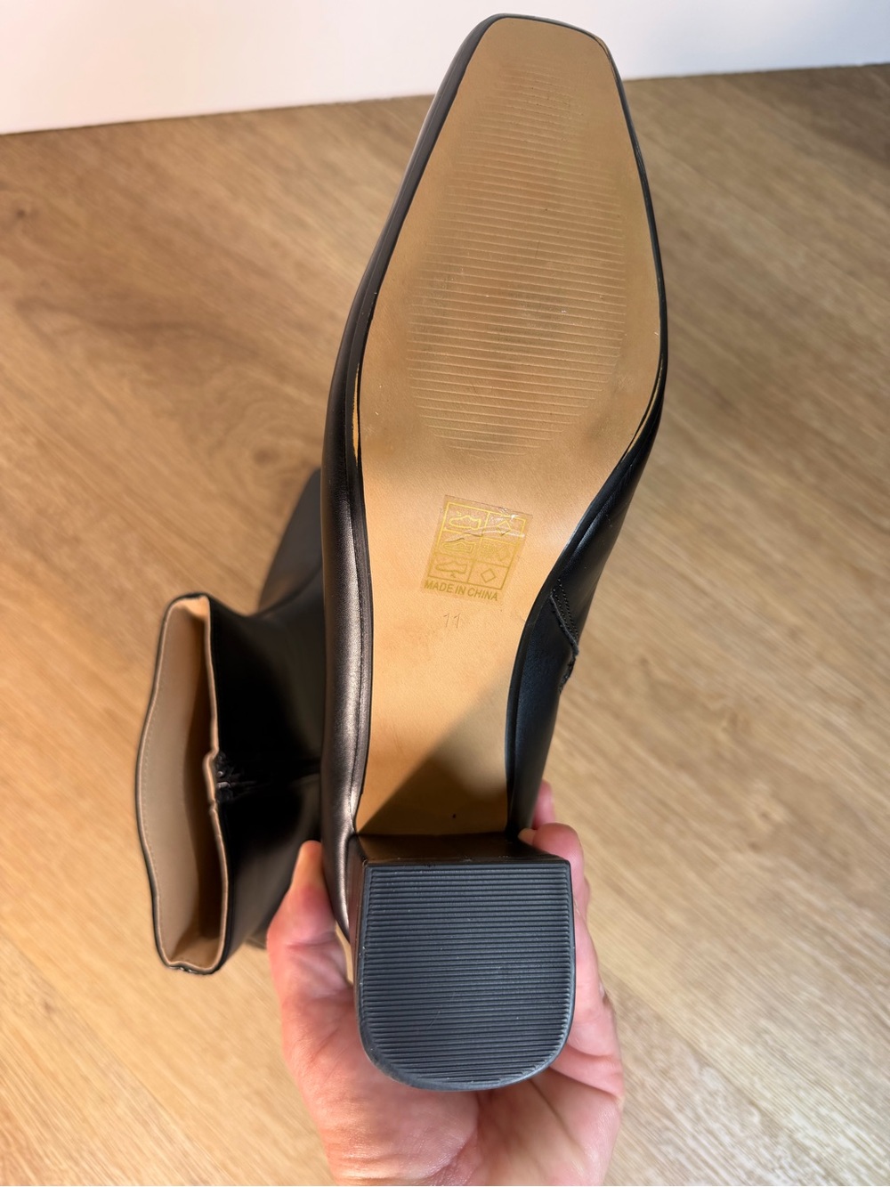 Journee Collection Size 11 Wide Black square toe Block Heel Ankle Boots side zip - Picture 6 of 7